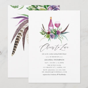 Mystical Boho Sukkulentes Brautparty Weinverkostun Einladung