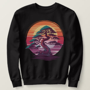 Mystical Bonsai Tree - Retro Sunset Ästhetik Sweatshirt