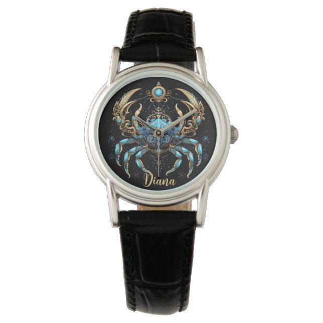 Mystical Cancer Zodiac Artwork  Armbanduhr (Vorderseite)