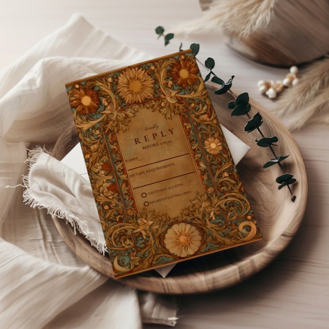 Mystical Celestial Baroque Wedding RSVP Karte (Von Creator hochgeladen)