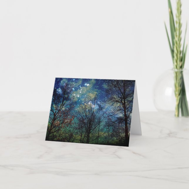 Mystical Celestial Forest Stars Nature Note Card Karte (Vorderseite)