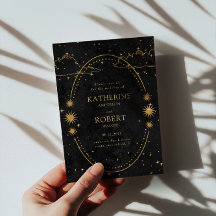 Mystical Celestial Gold Moon Stars Black Wedding