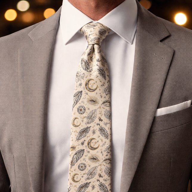 Mystical Celestial Moon Stars Pattern Custom Name Krawatte (Von Creator hochgeladen)