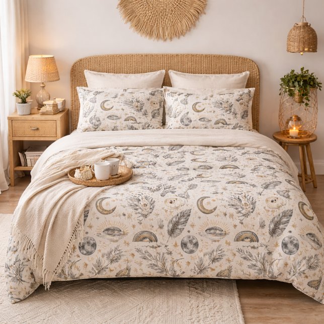 Mystical Celestial Moon Stars Pattern Kissenbezug (Von Creator hochgeladen)