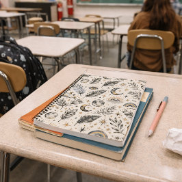 Mystical Celestial Moon Stars Pattern Notizbuch