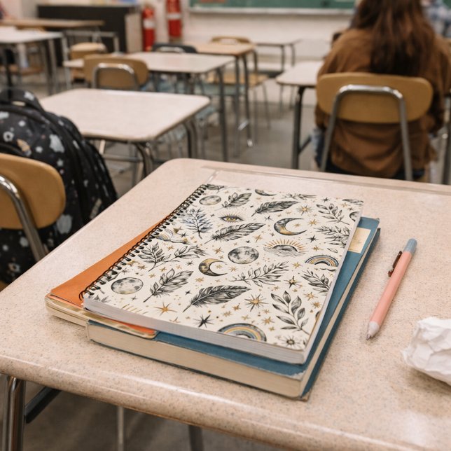 Mystical Celestial Moon Stars Pattern Notizbuch (Von Creator hochgeladen)