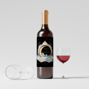 Mystical Celestial Moon Wedding Weinetikett