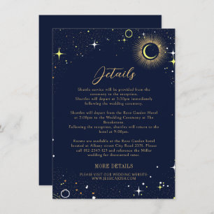 Mystical Celestial Star Dust Navy Blue Wedding Begleitkarte