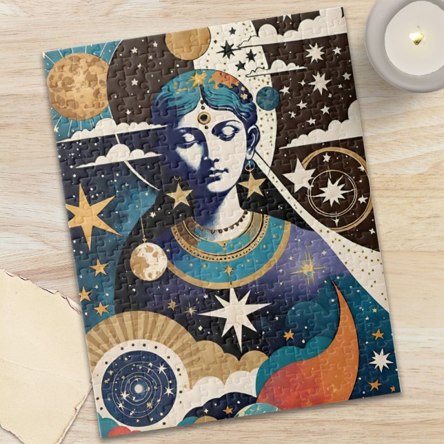 Mystical Celestial Star Goddess Night Sky (Mystical Celestial Star Goddess Night Sky Jigsaw Puzzle)