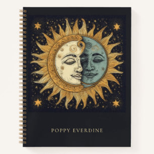 Mystical Celestial Sun Moon Face Personalisiert Notizbuch