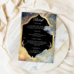 Mystical Celestis Wedding Dinner Menu Card Einladung<br><div class="desc">Unsere Kollektion "Mystical Celestial Wedding" bietet Himmelselemente in Blau- und Goldtönen,  gepaart mit einem eleganten Serif Script Schriftart. In unserem Shop finden Sie passende Artikel aus dieser Kollektion. Kontaktieren Sie uns per E-Mail oder Chat,  wenn Sie besondere Wünsche haben und wir helfen Ihnen gerne weiter.</div>
