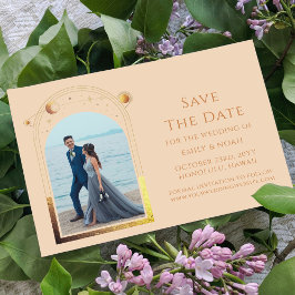 Mystical Champagne Gold Star Moon Foto Space Save The Date