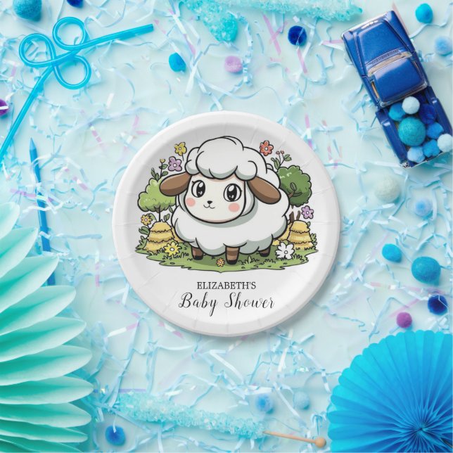Mystical Charming Sheep Baby Dusche Pappteller (Party)
