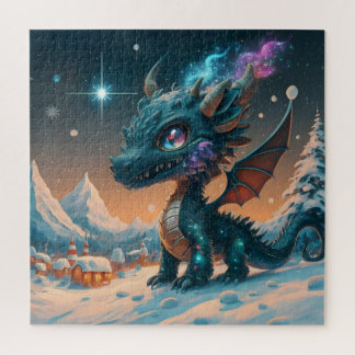 Mystical Chibi Dragon Winter Landschaft