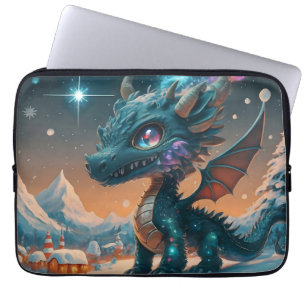 Mystical Chibi Dragon Winter Landschaft Laptopschutzhülle