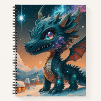 Mystical Chibi Dragon Winter Landschaft Notizbuch