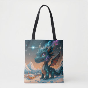 Mystical Chibi Dragon Winter Landschaft Tasche