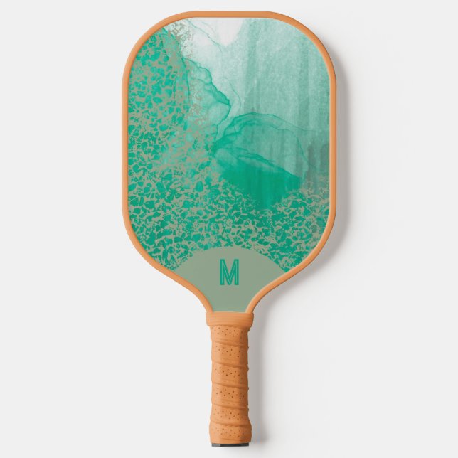 Mystical Chic Layered Jade Teal Green  Pickleball Schläger (Vorderseite)
