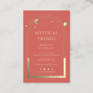 Mystical Coral Gold Sun Moon Astronomie Space Visitenkarte