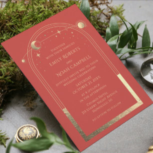 Mystical Coral Sun Star Moon Astronomie Space Einladung