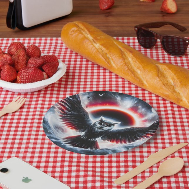 Mystical Cosmic Celestial Owl Pappteller (Picknick)