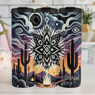 Mystical Desert Tribal Mandala Art Thermosbecher