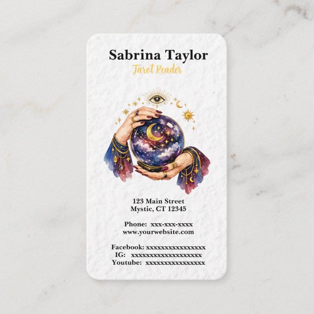 Mystical design with crystal ball visitenkarte (Vorderseite)