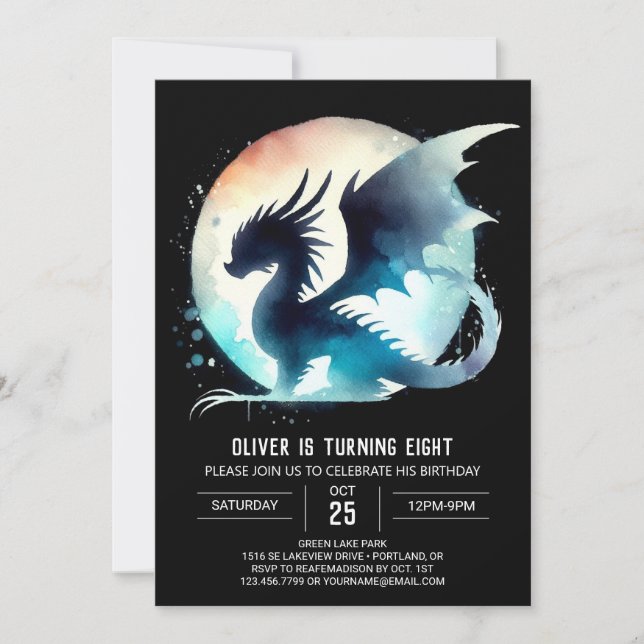 Mystical Dragon Birthday Digital Einladung (Vorderseite)