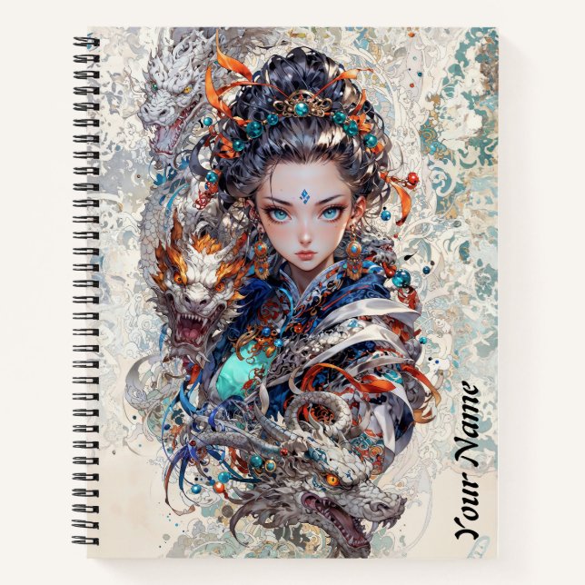 Mystical Dragon Goddess Art - Intrikierte Fantasie Notizbuch (Vorderseite)