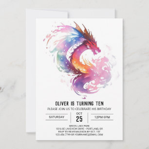 Mystical Dragon Printable Birthday Einladung