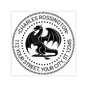 Mystical Dragon Silhouette #10 Name Rücksendeadres Permastempel