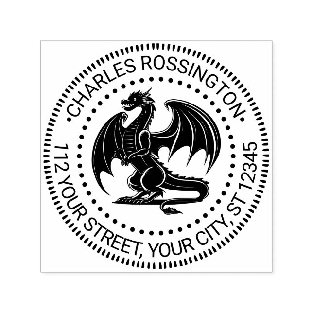 Mystical Dragon Silhouette #10 Name Rücksendeadres Permastempel (Design)