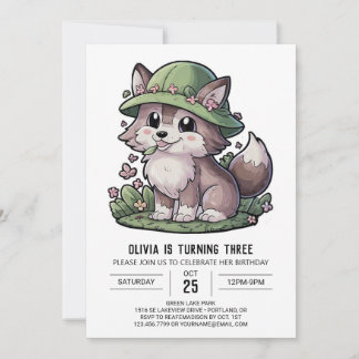 Mystical Dreamy Digital Wolf Geburtstag Einladung