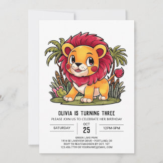 Mystical Dreamy Lion Digital zum Geburtstag Einladung