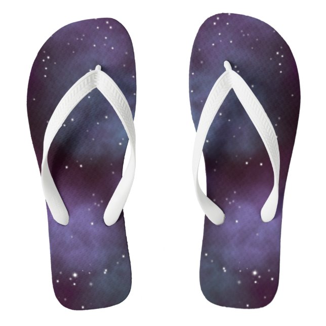 Mystical Dusty Violet Galaxy Flip Flops (Fußbett)
