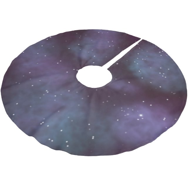 Mystical Dusty Violet Galaxy Polyester Weihnachtsbaumdecke (Schrägansicht)