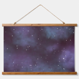 Mystical Dusty Violet Galaxy Wandteppich Mit Holzrahmen