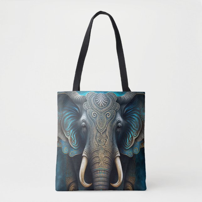 Mystical Elephant Watercolor Tote Bag Tasche (Vorderseite)