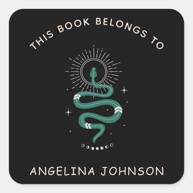 Mystical Esoteric Snake Magic Name Buchzeichen Quadratischer Aufkleber (Vorderseite)