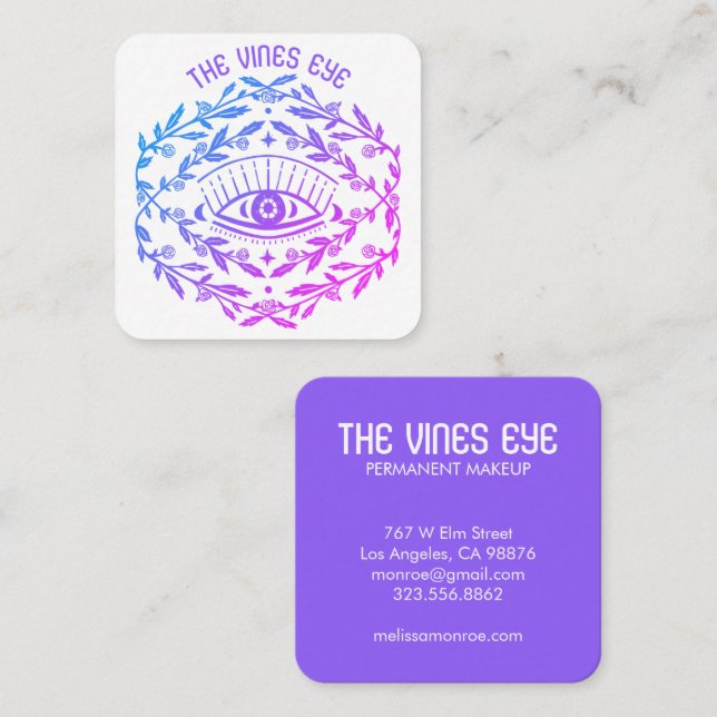 Mystical Eye Rose Reben Magischer Boho Quadratische Visitenkarte (Vorne/Hinten)