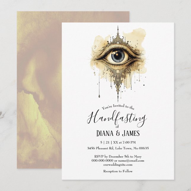 Mystical Eye Simple Gothic Steampunk Handfasting Einladung (Vorne/Hinten)