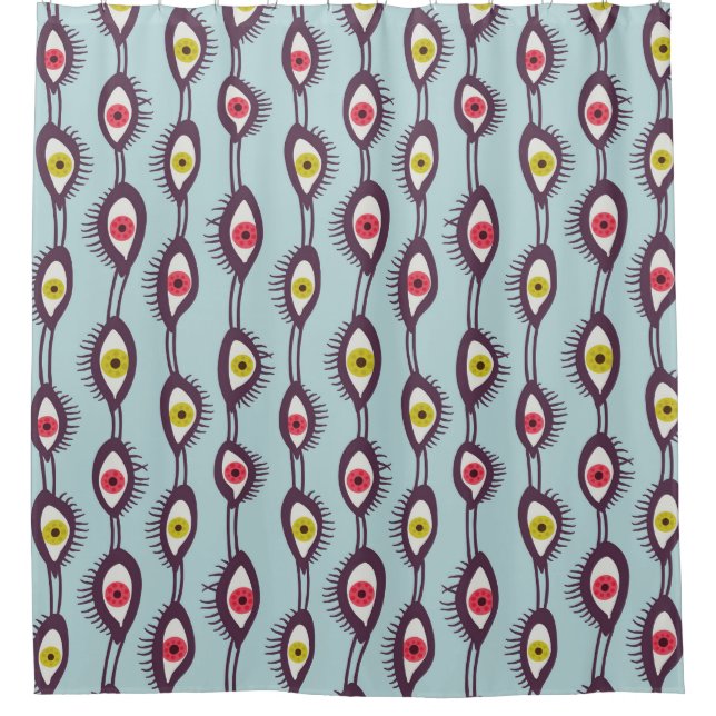 Mystical Eyes Pattern - Psychedelisches Trippy-Des Duschvorhang (Vorderseite)