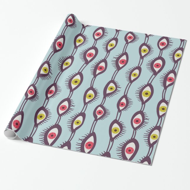 Mystical Eyes Pattern - Psychedelisches Trippy-Des Geschenkpapier (Ungerollt)