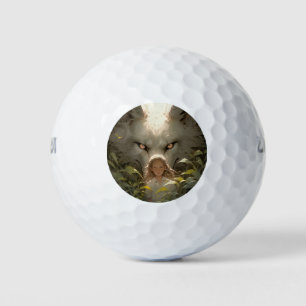 Mystical Fantasy Wolf Guardian Anime Golfball