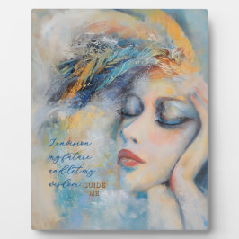 Mystical Feather Woman Tabletop Plaque with Easel Fotoplatte