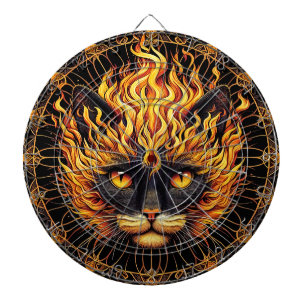 Mystical Fire Cat Mandala Design Dartscheibe