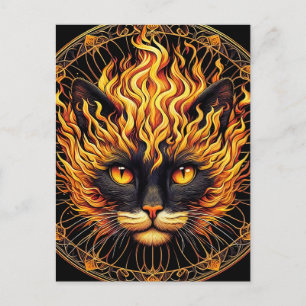 Mystical Fire Cat Mandala Design Postkarte