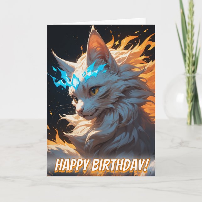 Mystical Flame Cat Familiar Karte (Vorderseite)