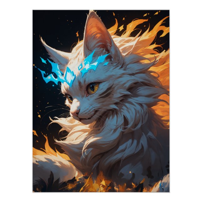 Mystical Flame Cat Familiar Poster (Vorderseite)