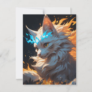 Mystical Flame Cat Familiar Postkarte